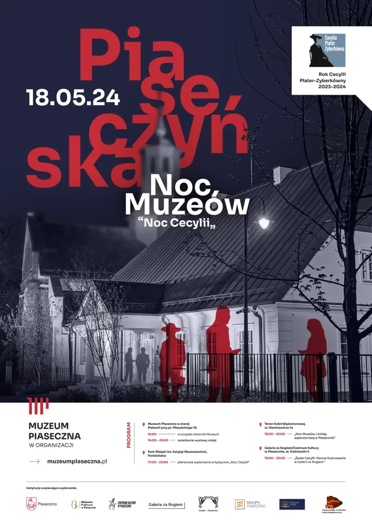 Plakat. Piaseczyńska Noc Muzeów 2024 „Noc Cecylii”
